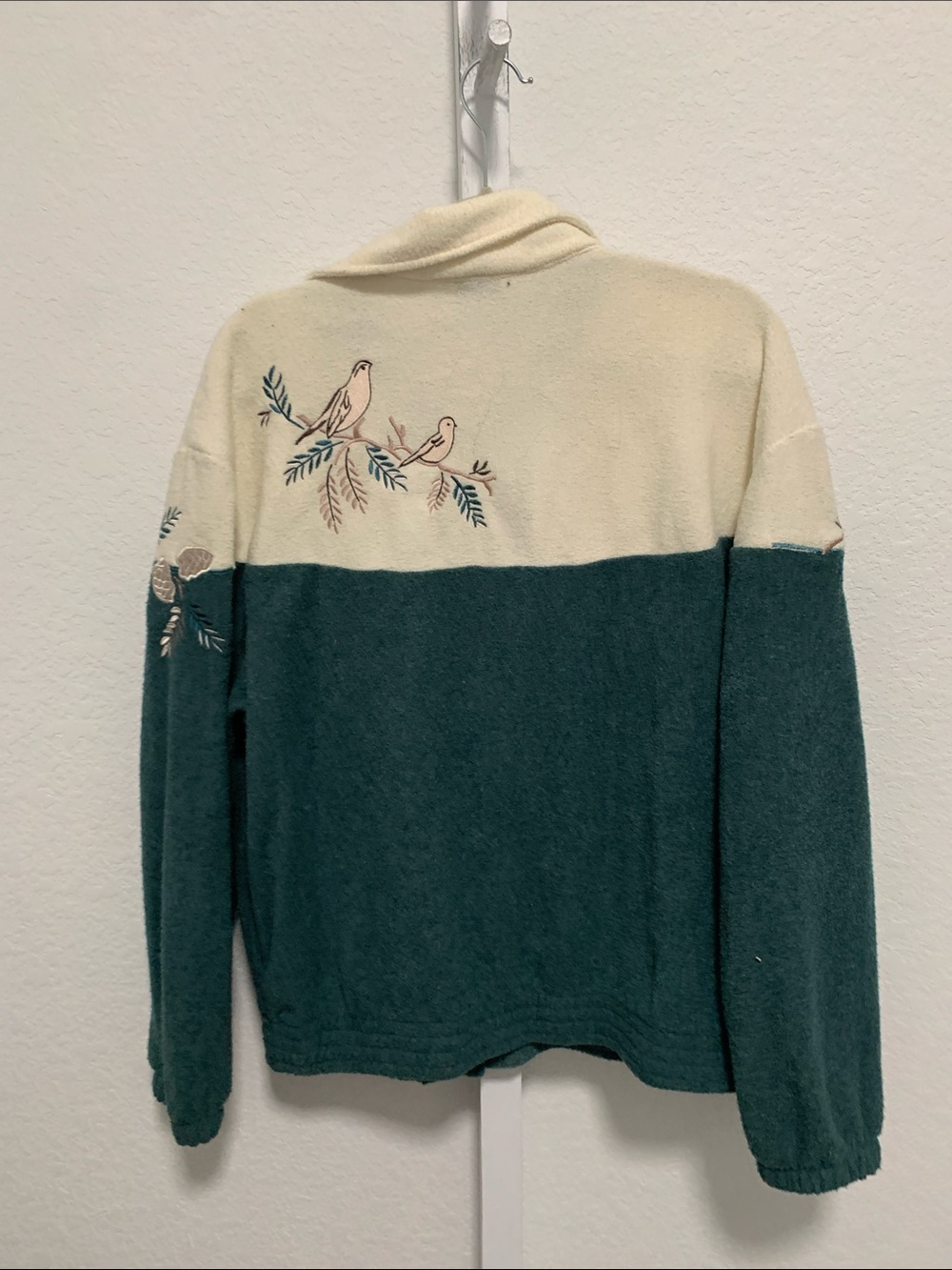 Vintage Teddi Two-Tone Green & Cream Embroidered Teddy Jacket - Picture 5 of 7